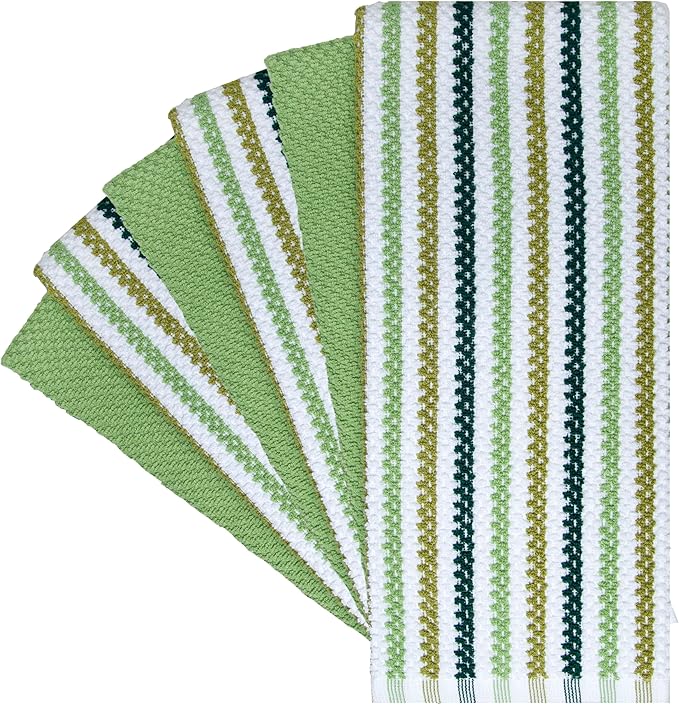 Premium Kitchen Towels | Large Cotton Kitchen Hand Towels | Popcorn Striped - Image 2