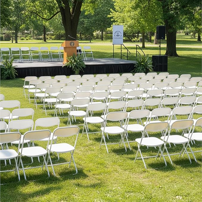 Flash Furniture Hercules Set of 10 Indoor/Outdoor Heavy-Duty Plastic Folding Chairs, Foldable Commercial Stacking Chairs with 650-lb. Static Weight Capacity, White - Image 2