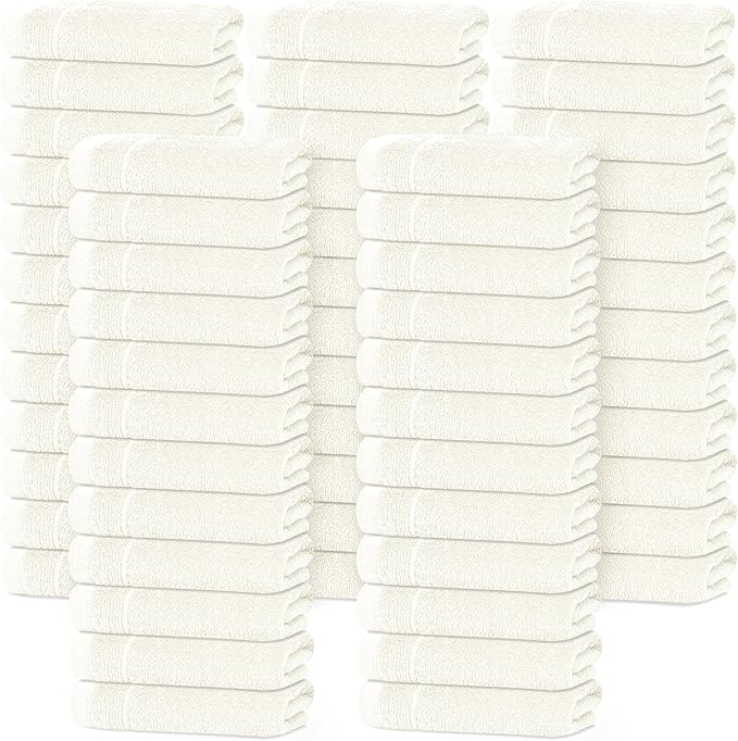Tens Towels Pack of 60 Washcloths, 12 x 12 Inches, Lighter Weight, Quick to Dry by TensTowels