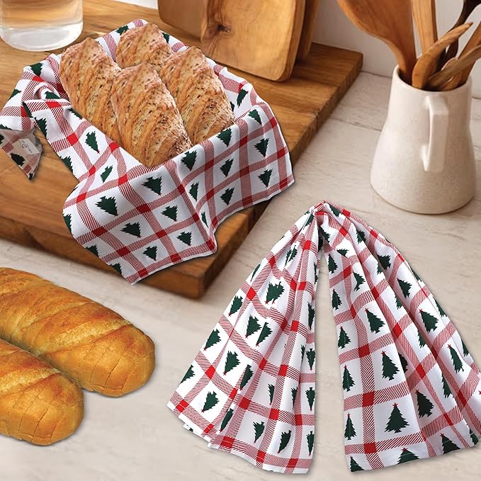 Urban Villa Christmas Kitchen Towels Christmas Tree Print Premium Quality 100% - Image 4