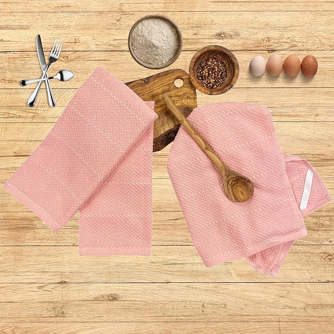 Serafina Home Light Pink Kitchen Hand Dish Towels: Oversized 28" x 18" - Image 9