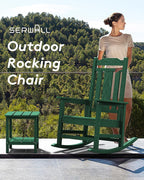 SERWALL Outdoor Rocking Chair Set of 4, Patio Rocking Chairs Set, HDPE Rocking Chair Outdoor for Adults, Heavy Duty Front Porch Rocker, Green - Image 8