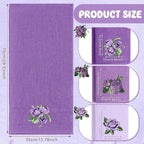 3 Pcs Purple Rose Hand Towels Lavender Purple Bathroom Decor Embroidered Floral - Image 2