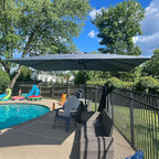 PURPLE LEAF 9' X 11.5' Patio Umbrella with Base Rectangle Cantilever Umbrella Outdoor Offset Umbrella with 360-degree Rotation for Garden Deck Pool Patio Light Grey by PURPLELEAF