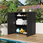 Outdoor Storage Cabinet Waterproof with Shelf,Resin Storage Sheds Outdoor Cabinets for tub Towels/Chemicals/Grill Items/Patio/Garden/Backyard, Size 34.3''L*15''W*36.2''H（Black） - Image 7