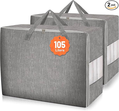 2 Pack 105L Comforter Storage Bags, Extra Large Bedding Storage Bags by Karceyworth