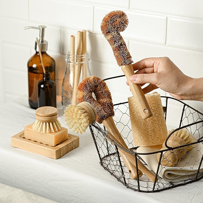 Jungle Culture® 6 Pack Bamboo Dish Brush Set - Image 7