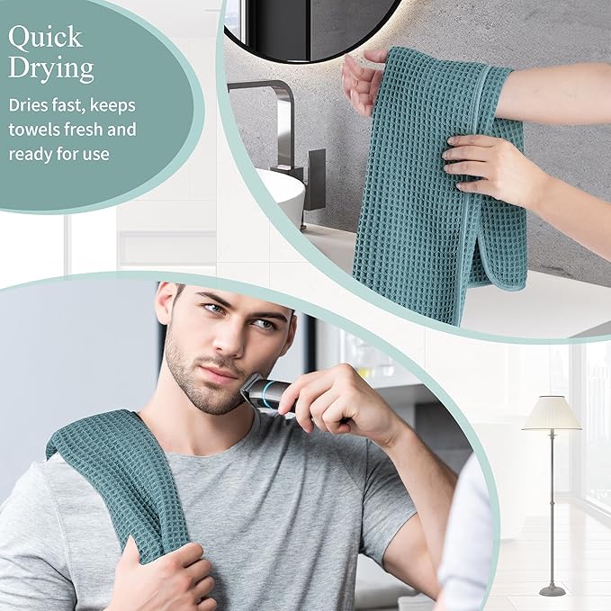 Microfiber Waffle Hand Towels, 4 Pieces, Fast Drying, Lint Free 430 GSM - Image 5