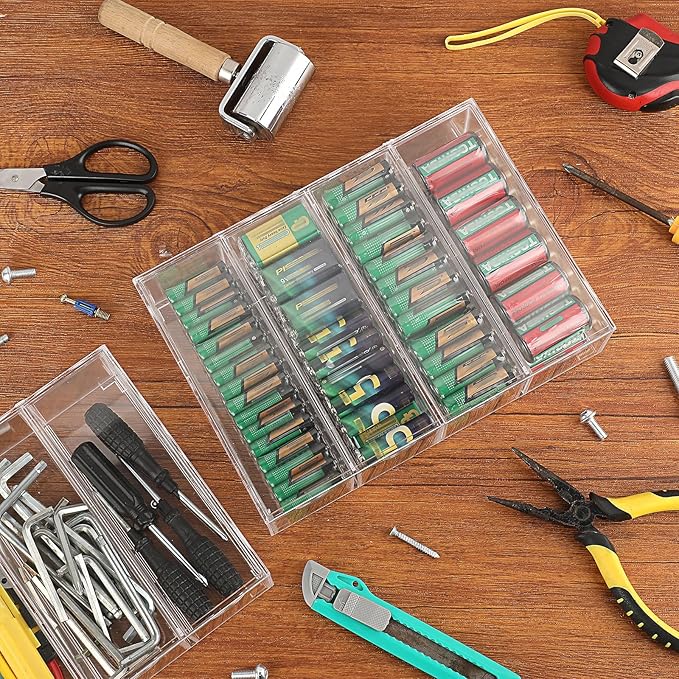 BTSKY 2 Pack Clear Acrylic Battery Storage Organizer - Image 8