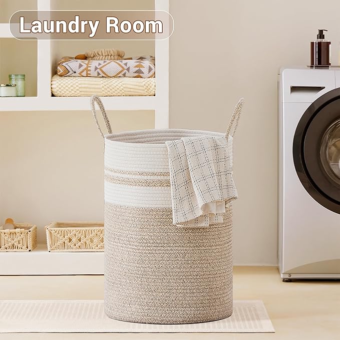 Tall Laundry Basket with Handles, 72L Portable Dirty Clothes Hamper, Boho - Image 6