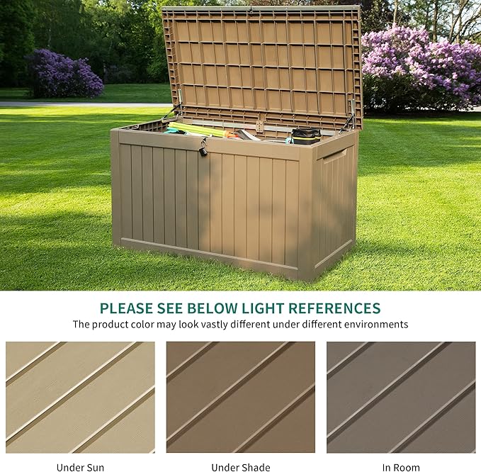 YITAHOME 230 Gallon Outdoor Storage Deck Box, Weather-Resistant Resin, Versatile for Patio Furnishings, Outdoor Cushions, Garden Tools, and Sports/Pool Gear, Taupe - Image 6
