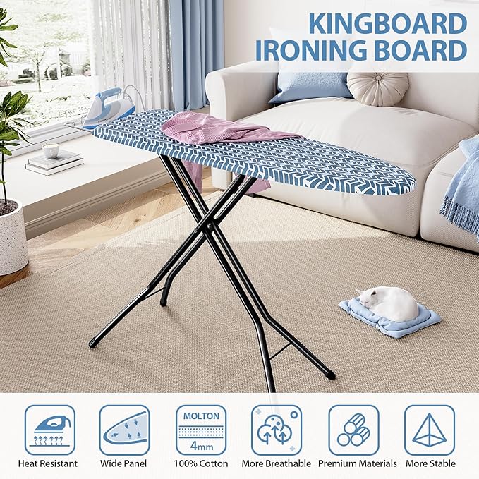 KINGBOARD Foldable Ironing Board Full Size, Iron and Ironing Board Set Standard - Image 6