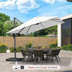 PURPLE LEAF 10'×10' Patio Umbrella with Base and Cover Outdoor Large Offset Cantilever Umbrella Heavy Duty Sun Umbrella for Garden Deck Pool Patio White - Image 2