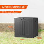 30 Gallon Waterproof Outdoor Storage Box,Resin Deck Box,Lockable Outside Storage Box Container for Patio Furniure,Garden (30 Gallon Black) - Image 2
