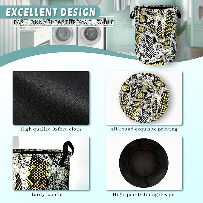 Retro Snake Texture Laundry Hamper Animal Snake Colorful Laundry Basket - Image 4