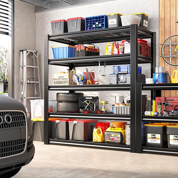 REIBII Garage Shelving 3200LBS, 5-Tier Storage Shelves, Adjustable Industrial Metal Shelving Unit for Garage, Basement, Pantry, Warehouse,Commercial, 36" W x 16" D x 72" H, 3 Pack - Image 2