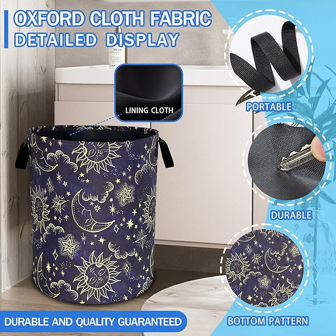 Celestial Sun Stars Moon Laundry Basket Oxford Cloth Funny Laundry Hamper - Image 2