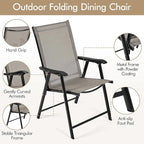 Yaheetech Patio Dining Chairs Set of 2, Portable Dining Chairs with Armrests for Camping, Lawn and Beach, Folding Patio Chairs 2-Pack of Metal Frame, Brown - Image 6
