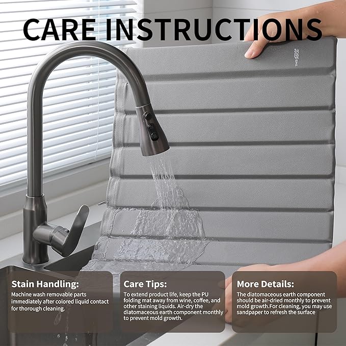 Stone Drying Mat for Kitchen Counter-Super Absorbent PU Dish Drying Mat - Image 4