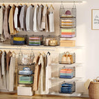 4" Extra Deeper Hanging Closet Organizers and Storage, 4 Tier Foldable Wire - Image 2