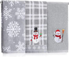 3 Pcs Winter Hand Towels for Bathroom Snowflake Snowman Embroidered Bathroom by SmoothNovelty