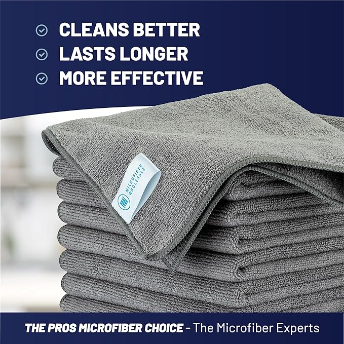 MW Pro Microfiber Cleaning Cloth | Gray | 12 Pack | 16” x 16” | All Purpose - Image 2