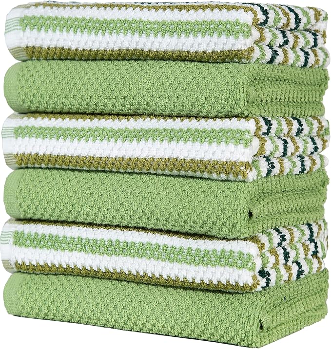 Premium Kitchen Towels | Large Cotton Kitchen Hand Towels | Popcorn Striped - Image 4