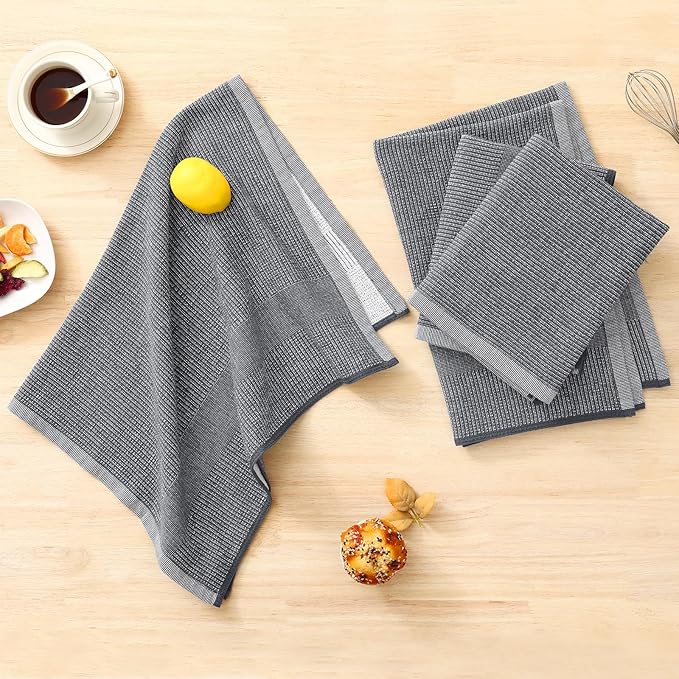 Homaxy Premium Kitchen Towels, Large Cotton Kitchen Hand Towels, Flat and Terry - Image 5