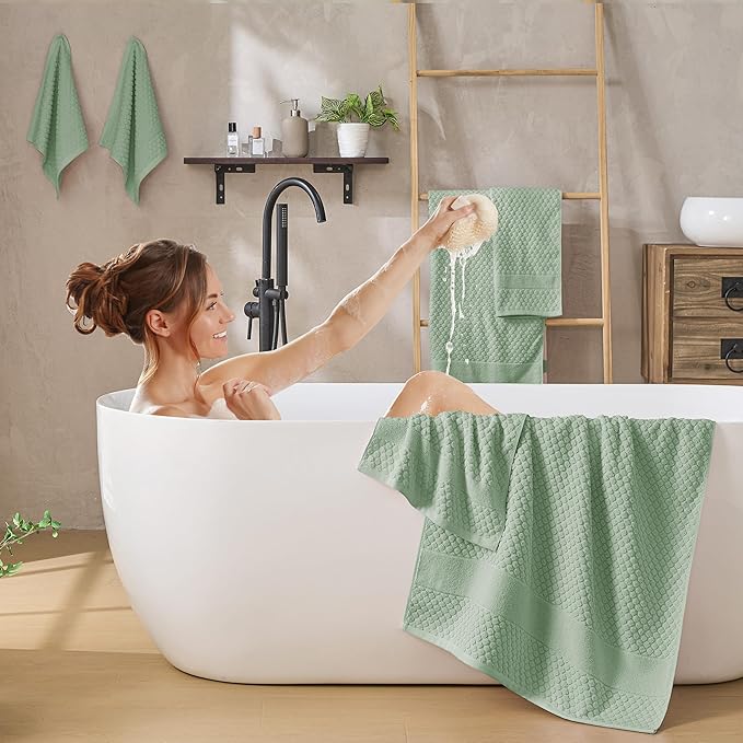 Simple&Opulence 6 Piece Luxury Towel Set, 100% Cotton Bathroom Towels - Image 2
