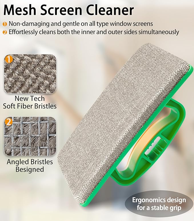 MyLifeUNIT Mesh Screen Cleaner, Detachable Window Screen Cleaning Brush Washing - Image 3