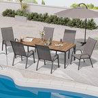 Patio Chairs Set of 6, Stackable Outdoor Dining Chairs for All Weather, Metal Modern Outside Furniture Chair for Pool Side, Garden, Backyard Deck, Dark Grey - Image 4