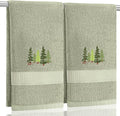 2 Pcs Forest Hand Towels Gray Green Bathroom Decor 14x29 Inch Embroidered 100% by SmoothNovelty