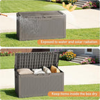 Greesum 100 Gallon Resin Deck Box Large Outdoor Storage Boxes with Cushions for Garden Tools, Patio Furniture Pillows, Pool Supplies, Light Coffee - Image 4