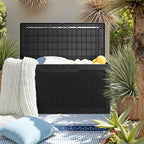 JUMMICO 100 Gallon Resin Deck Box with Cushion, Waterproof Outdoor Storage Box with Lockable Lid for Garden Tools, Patio Cushions (Black) - Image 6