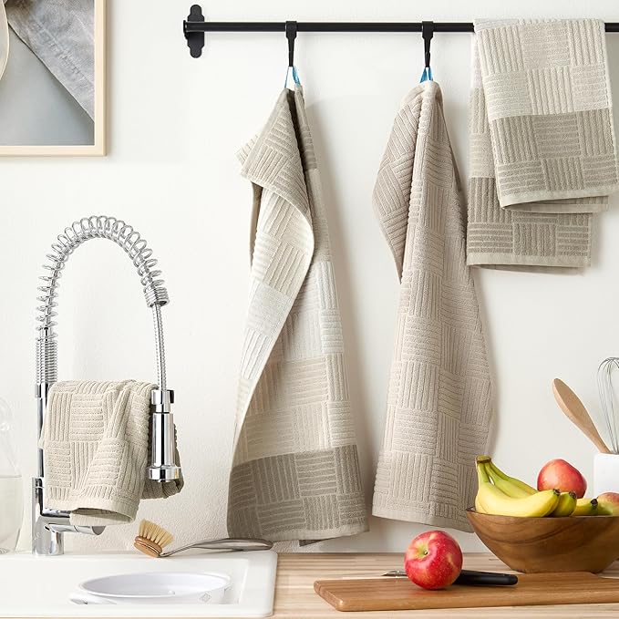 Town & Country Basics Basketweave Antimicrobial Terrycloth Kitchen Towel 4-Pack - Image 2