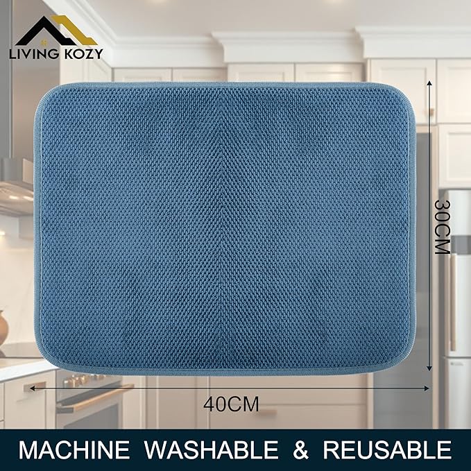 Dish Drying Mat, Microfiber Ultra-Absorbent Kitchen Counter Mat, Ideal Dish - Image 2