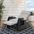 Grand patio Outdoor Recliner Chair Patio 150° Lay Flat Recliner with Flip Table Wicker Reclining Lounge Chair, Griege by GrandPatio