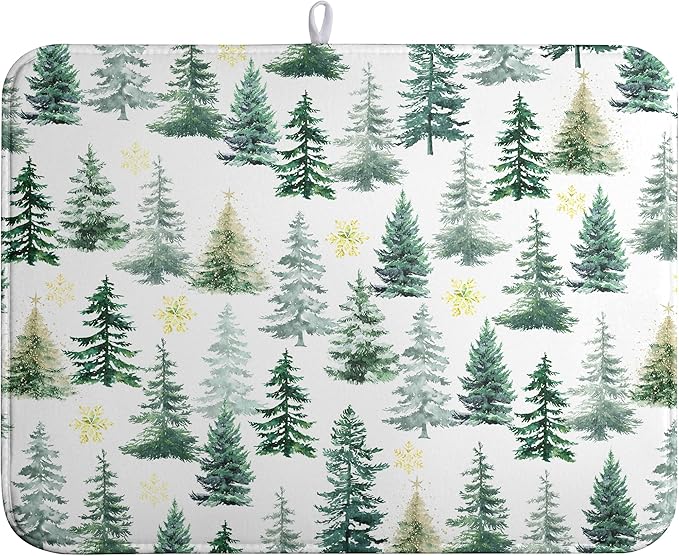 Christmas Trees Dish Drying Mat 18x24 Inch Large Size Winter Dish Dry Mats by farg