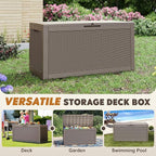 Outdoor Storage Box, Resin Deck Boxes Indoor and outdoor, Waterproof Storage Box Lockable Lid (Grey, 101 Gallon) - Image 6