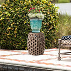 Balkene Home 62419 Maya Oval Rustic Garden Stool Wood Outdoor Seating & End Table Portable Adaptable Outdoor Furniture - Seasoned Patina Finish - Image 7