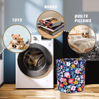 Folk Floral Art Laundry Basket Beautiful Flowers Foldable Oxford Cloth Funny - Image 5