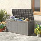 Outdoor Storage Box, Resin Deck Boxes Indoor and outdoor, Waterproof Storage Box Lockable Lid (Grey, 100 Gallon) - Image 8