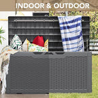 Devoko 100 Gallon Waterproof Large Resin Deck Box Indoor Outdoor Lockable Storage Container for Patio Furniture Cushions Garden Tools (100 Gallon, Grey) - Image 8