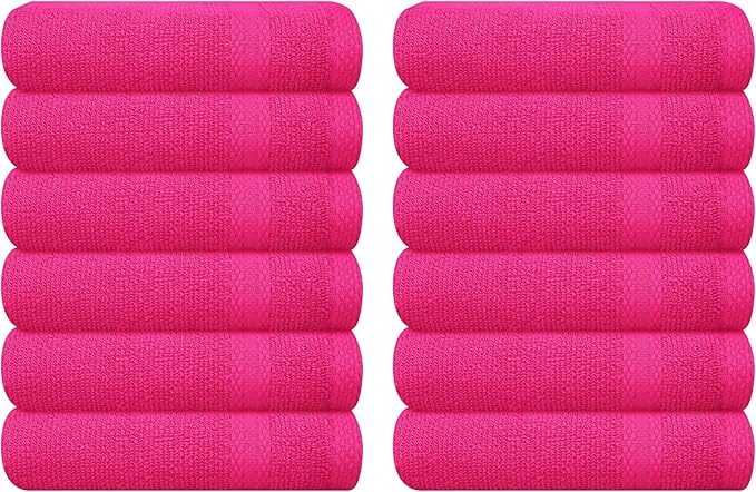 GLAMBURG Ultra Soft 12-Piece Washcloths Set 13x13-100% Ringspun Cotton by GLAMBURG
