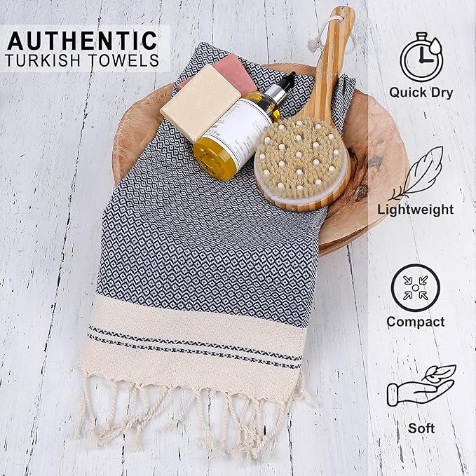 Evelynen Turkish Hand Towels for Bathroom & Kitchen Towels Decorative Set of 2 - Image 3