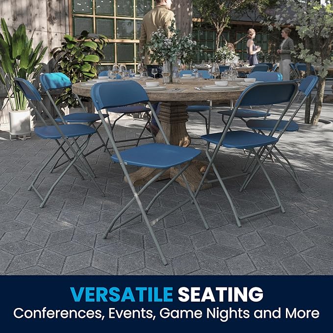 Flash Furniture Hercules Series Plastic Folding Chair - Blue - 6 Pack 650LB Weight Capacity Comfortable Event Chair-Lightweight Folding Chair - Image 7