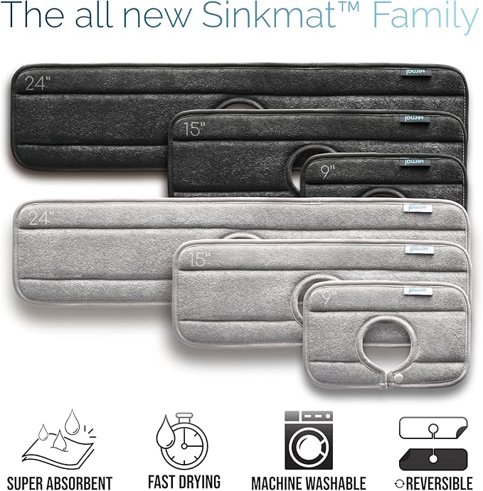 Ternal Original SINKMAT 24in XL Faucet Splash Guard Extra Long Microfiber Sink - Image 8