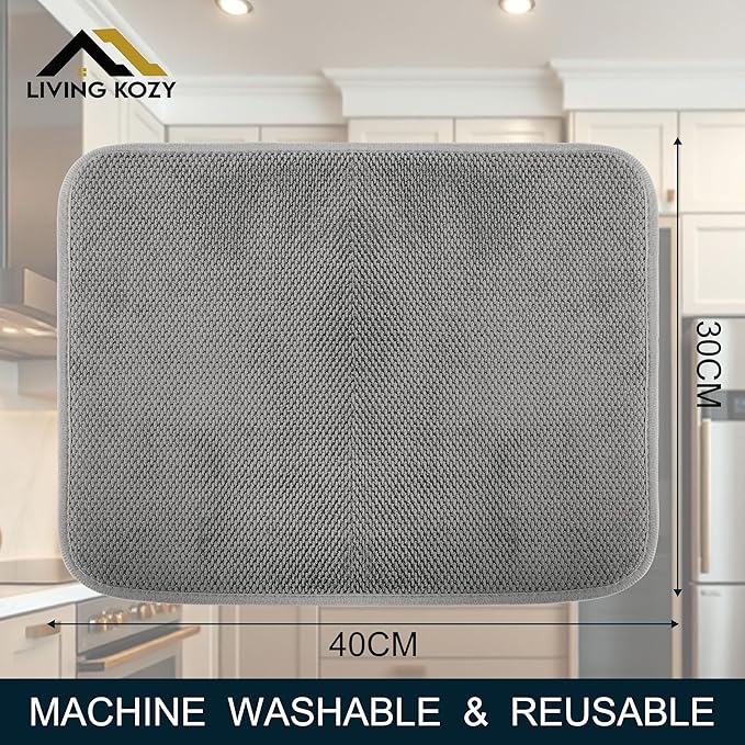 Dish Drying Mat, Microfiber Ultra-Absorbent Kitchen Counter Mat, Ideal Dish - Image 2