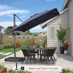 PURPLE LEAF 8'×8' Patio Cantilever Umbrella with Base Included Offset Outdoor Umbrella with cover Square umbrella outdoor patios for Backyard Pool Garden Navy Blue - Image 2