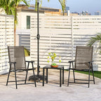 Yaheetech Patio Dining Chairs Set of 2, Portable Dining Chairs with Armrests for Camping, Lawn and Beach, Folding Patio Chairs 2-Pack of Metal Frame, Brown - Image 5